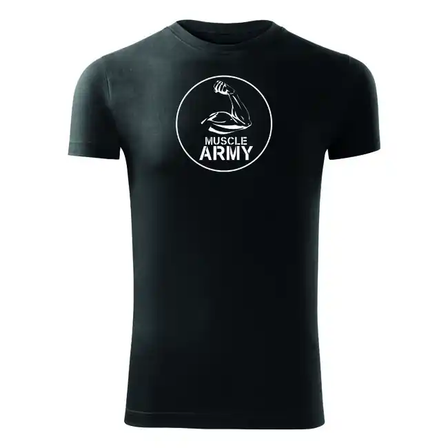 Rychlé Dodání DRAGOWA fitness tričko muscle army biceps, černá 180g/m2