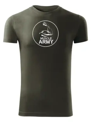 Dokud Zásoby Vydrží DRAGOWA fitness tričko muscle army biceps, olivová 180g/m2
