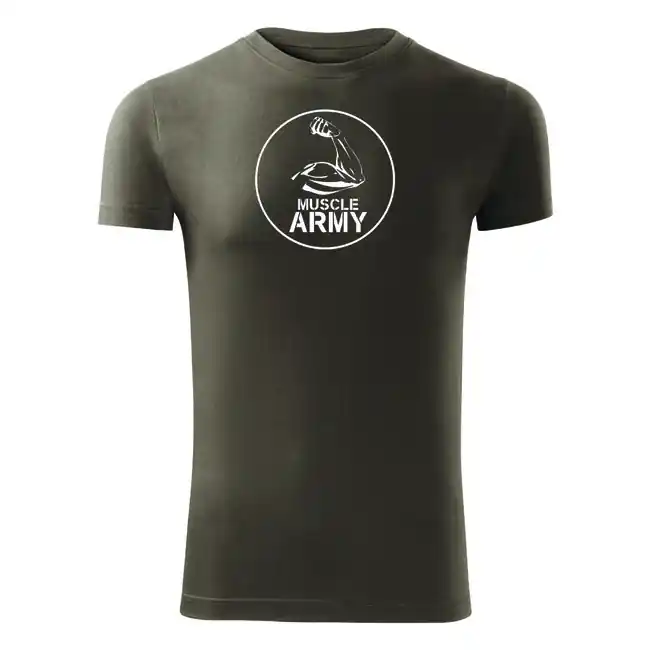 Dokud Zásoby Vydrží DRAGOWA fitness tričko muscle army biceps, olivová 180g/m2