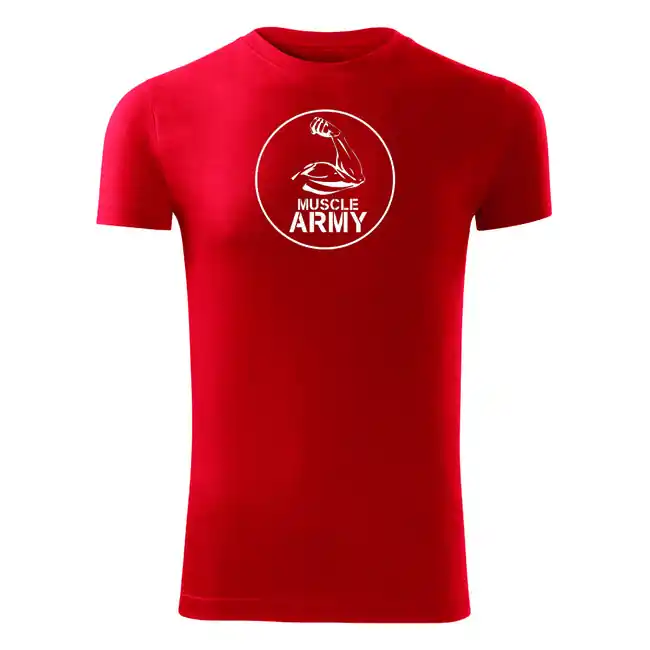 DRAGOWA fitness tričko muscle army biceps, červená 180g/m2 Autentický
