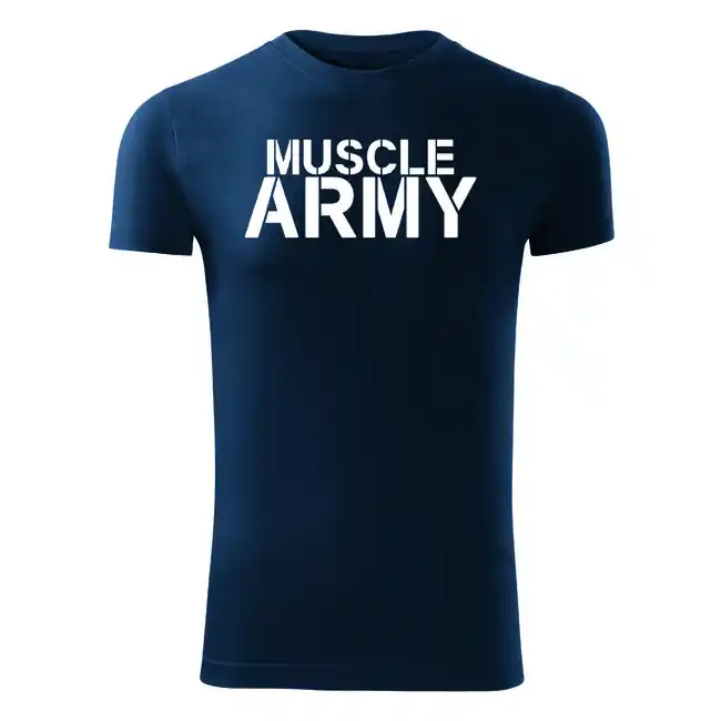 Akce DRAGOWA fitness tričko muscle army, modrá 180g/m2