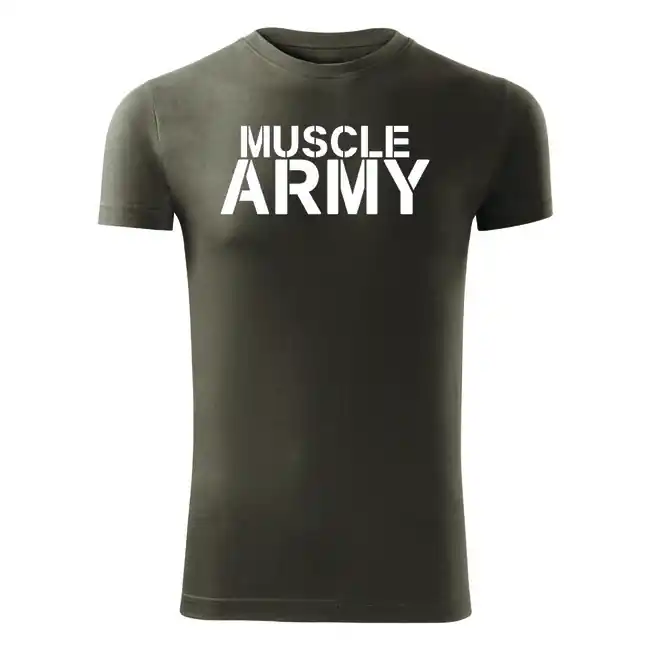 DRAGOWA fitness tričko muscle army, olivová 180g/m2 Omezená Nabídka