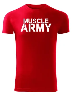 Vysoce Kvalitní DRAGOWA fitness tričko muscle army, červená 180g/m2