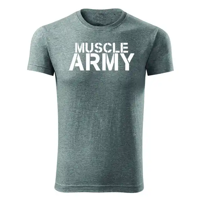 DRAGOWA fitness tričko muscle army, sivá 180g/m2 Cenový Hit