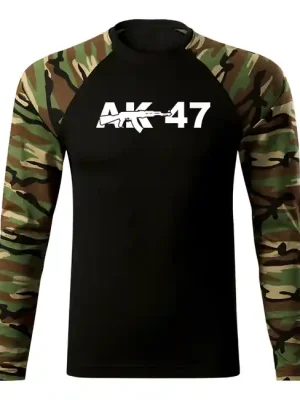 Časově Omezené DRAGOWA Fit-T tričko s dlouhým rukávem ak47, woodland 160g / m2