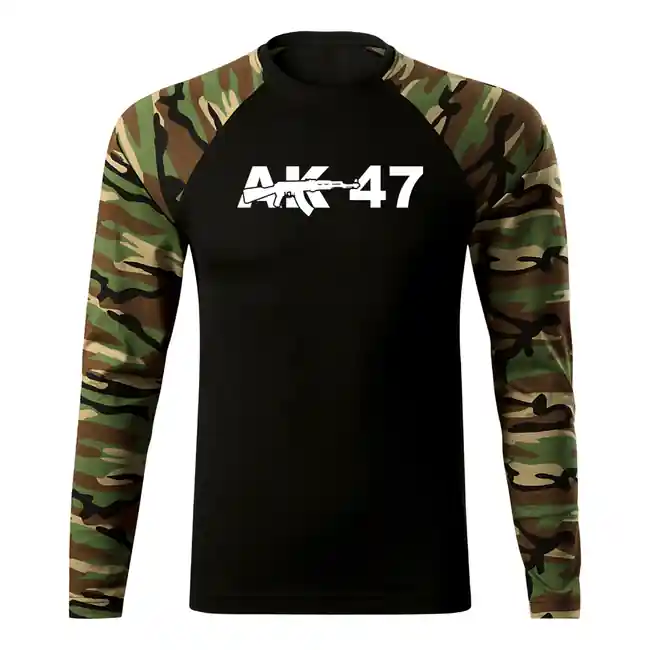 Časově Omezené DRAGOWA Fit-T tričko s dlouhým rukávem ak47, woodland 160g / m2