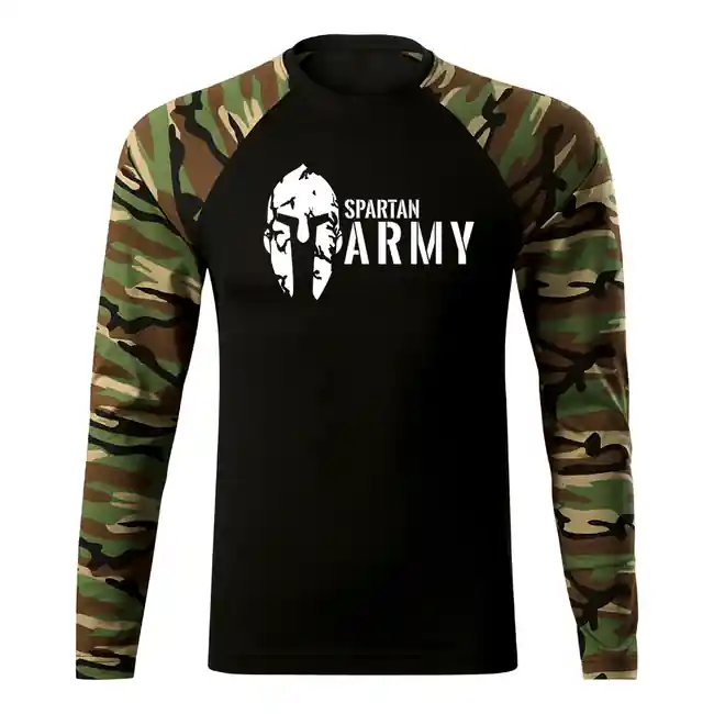 DRAGOWA Fit-T tričko s dlouhým rukávem spartan army, woodland 160g / m2 Vysoce Kvalitní