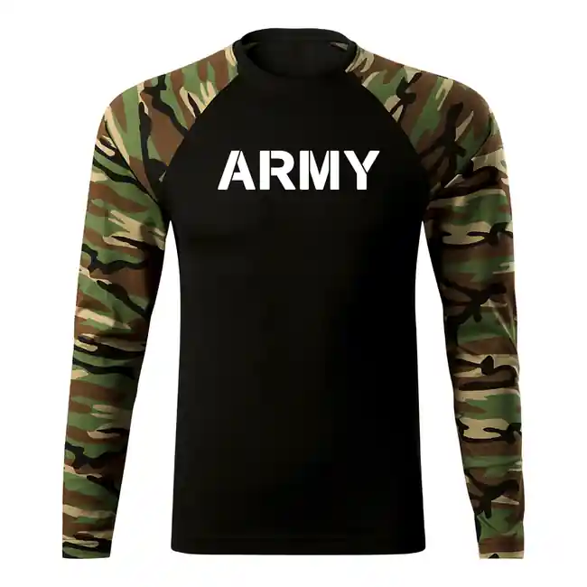 Must-Have DRAGOWA Fit-T tričko s dlouhým rukávem army, woodland 160g / m2