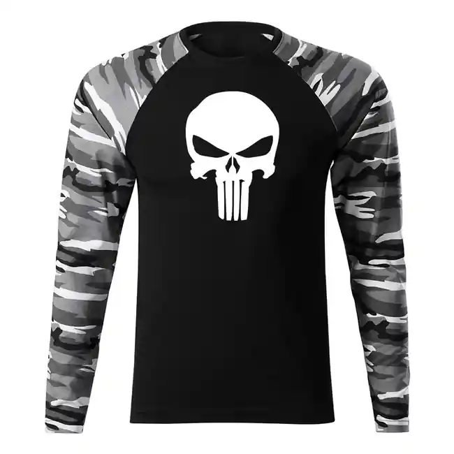 Rychlé Dodání DRAGOWA Fit-T tričko s dlouhým rukávem punisher, metro 160g / m2
