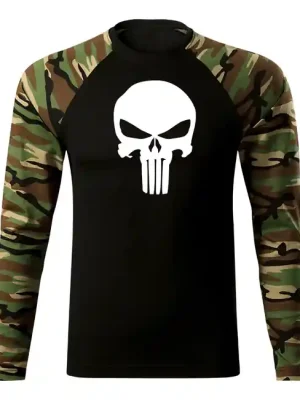 Značkový DRAGOWA Fit-T tričko s dlouhým rukávem punisher, woodland 160g / m2