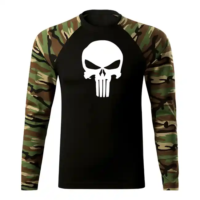 Značkový DRAGOWA Fit-T tričko s dlouhým rukávem punisher, woodland 160g / m2