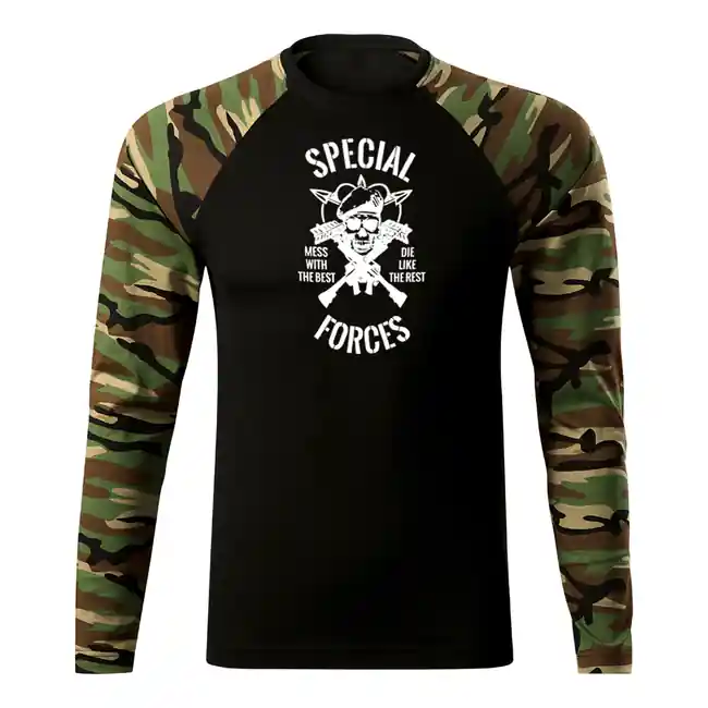 DRAGOWA Fit-T tričko s dlouhým rukávem special force, woodland 160g / m2 Novinka