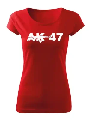 DRAGOWA dámské krátké tričko ak47, červená 150g/m2 Must-Have