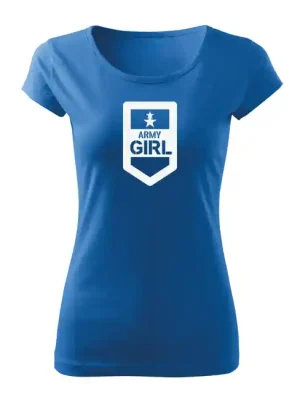 DRAGOWA dámské krátké tričko army girl, modrá 150g/m2 Speciální Cena