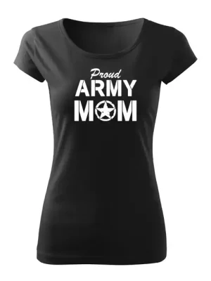 DRAGOWA dámské krátké tričko army mom, černá 150g/m2 Nová Kolekce