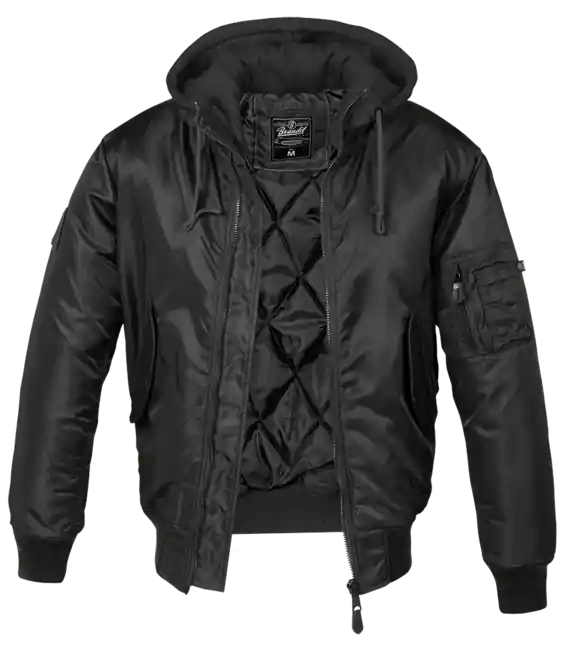Brandit MA1 Hooded bomber bunda, černá Originální