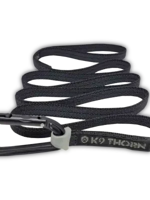 Ověřený K9 Thorn vodítko protiskluzové s karabinou petzl, černé , L