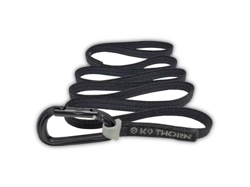 Ověřený K9 Thorn vodítko protiskluzové s karabinou petzl, černé , L