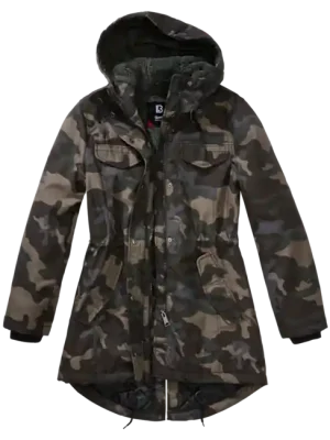 Cenově Výhodný Brandit Marsh lake parka dámská zimní bunda s kapucí, darkcamo
