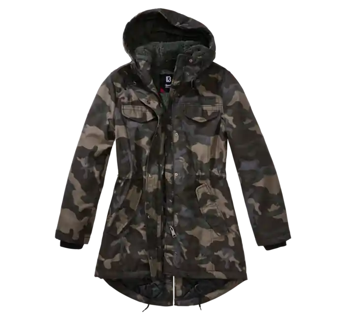 Cenově Výhodný Brandit Marsh lake parka dámská zimní bunda s kapucí, darkcamo