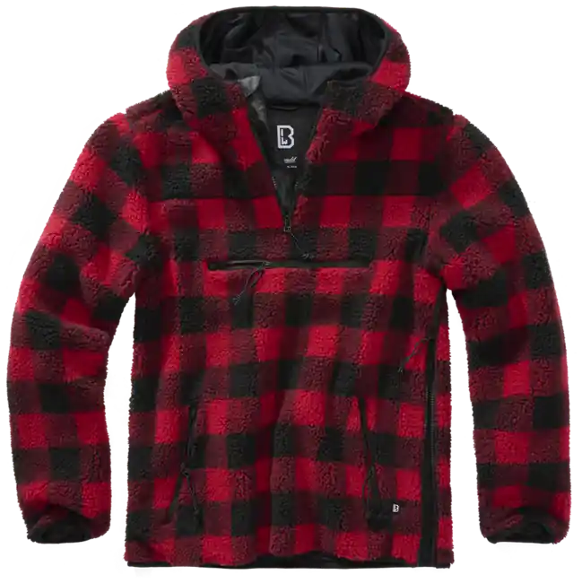 Brandit Teddyfleece Worker Pullover, red/black Koupit Online