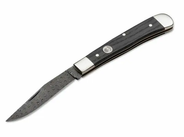 Böker Manufaktur Solingen Trapper Classic Damast kapesní nůž 8,3 cm, damašek, dub Bog Horká Nabídka