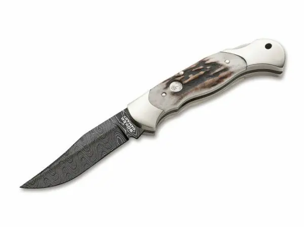 Böker Manufaktur Solingen kapesní nůž Scout Stag Damascus 8 cm, damašek, paroží Top Prodej