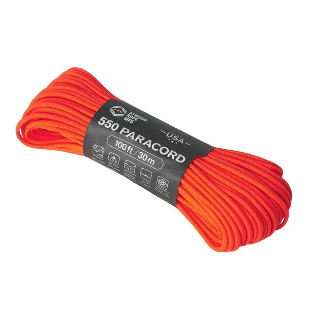 550 Paracord (100 stop) - neonově oranžová Zlevněný