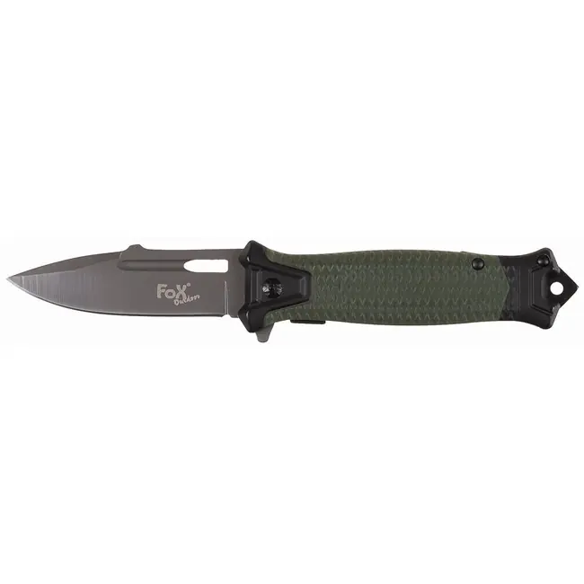 Rychlé Dodání Fox Outdoor Jednoruční nůž Jack Snake, OD zelená, kovová rukojeť