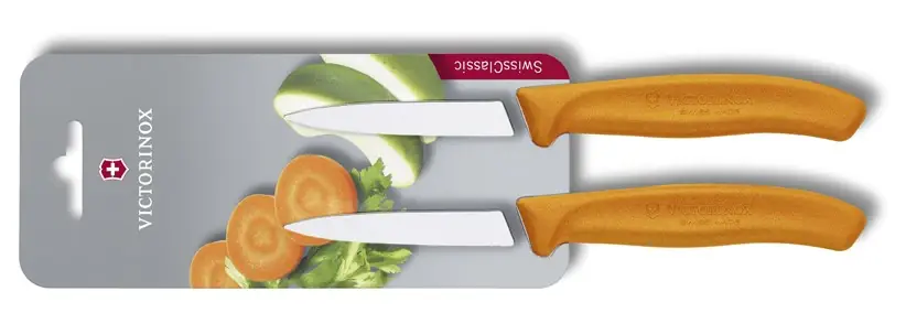 Vysoce Kvalitní Dvoudílná sada nožů Victorinox s hladkou čepelí Swiss Classic, oranžová