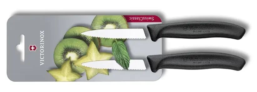 Dvoudílná sada nožů Victorinox se zoubkovaným ostřím Swiss Classic, černá Nejlepší Volba