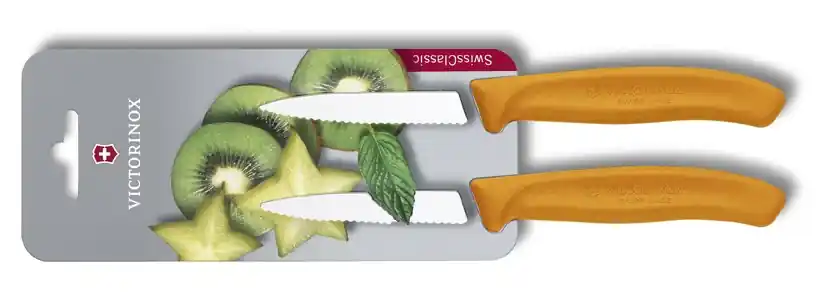 Autentický Dvoudílná sada nožů Victorinox se zoubkovaným ostřím Swiss Classic, oranžová