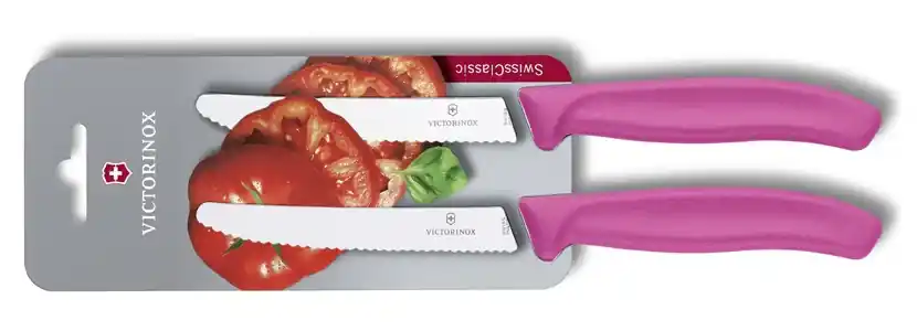 Víkendová Akce Dvoudílná sada nožů Victorinox Swiss Classic na rajčata, růžová