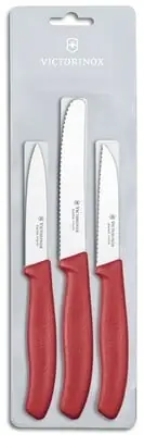 Bezpečná Platba Třídílná sada nožů Victorinox Swiss Classic, červená
