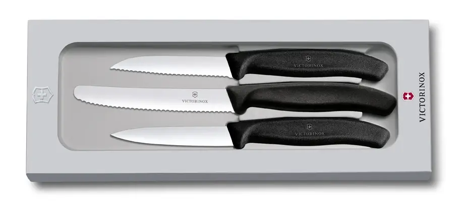 Tovární Cena Třídílná sada nožů Victorinox Swiss Classic, černá