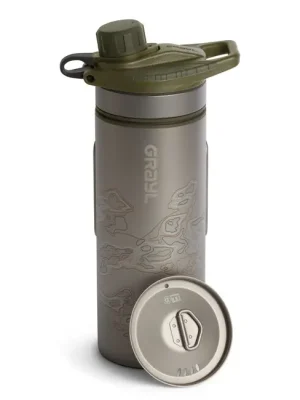 Ověřený Filtrační láhev GRAYL Titanium GeoPress™ Purifier + víko na vaření, olivově hnědá barva