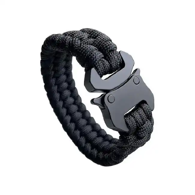 Rychlé Dodání WARAGOD Paracord náramek s kovovou sponou Avär, černý