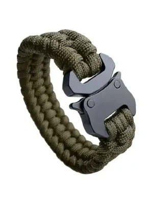 Cenová Bomba WARAGOD Paracord náramek s kovovou sponou Avär, zelený