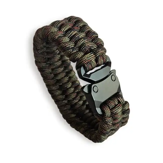 WARAGOD Paracord náramek s kovovou sponou Avär, camo zelená Originální