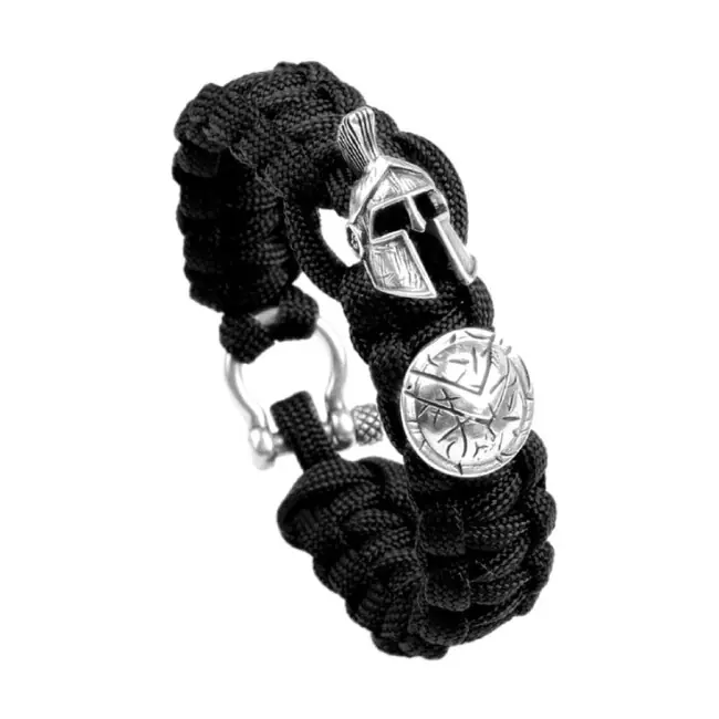 WARAGOD Paracord Spartan náramek s kovovou sponou Hanta, černý Vrácení Zdarma