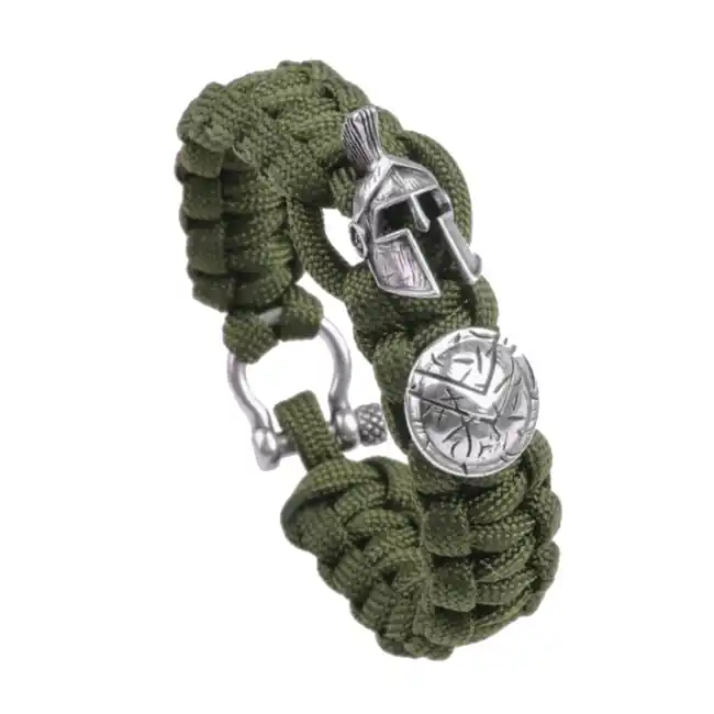 WARAGOD Paracord Spartan náramek s kovovou sponou Hanta, zelený Jen Po Omezenou Doba