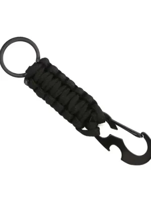 WARAGOD Paracord survival mutifunkční klíčenka 4 v 1 Sanya, černá Ověřený