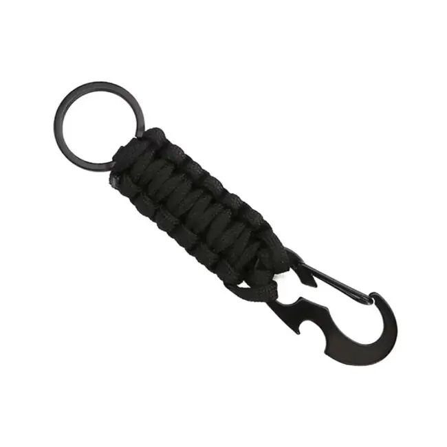 WARAGOD Paracord survival mutifunkční klíčenka 4 v 1 Sanya, černá Ověřený
