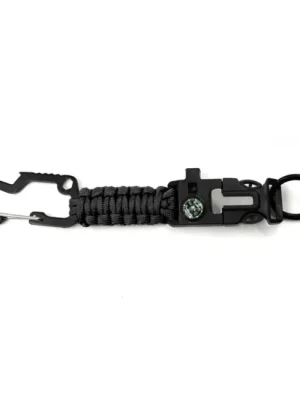 WARAGOD Paracord survival mutifunkční klíčenka 8 v 1 Laito, černá Sleva