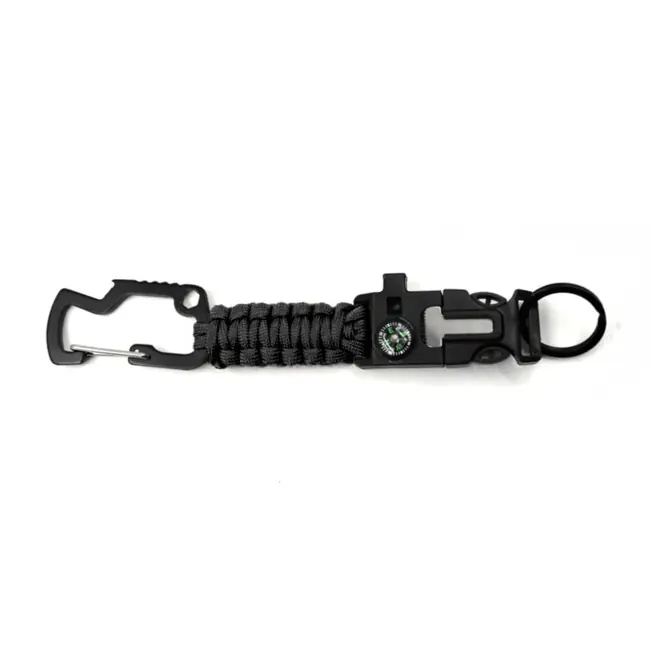WARAGOD Paracord survival mutifunkční klíčenka 8 v 1 Laito, černá Sleva