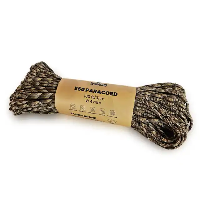 WARAGOD Paracord 550 lano 31 m s průměrem 4 mm, camo coyot Víkendová Akce