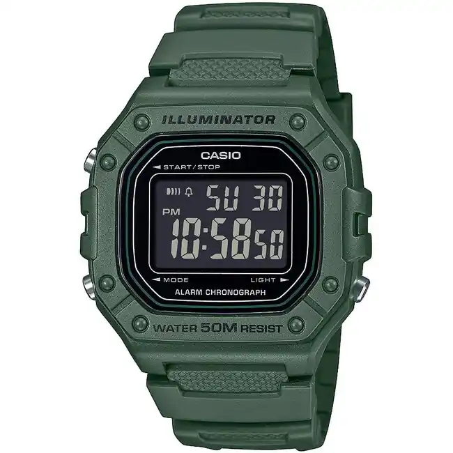 Casio Hodinky W-218H-3BVEF, zelená Sleva