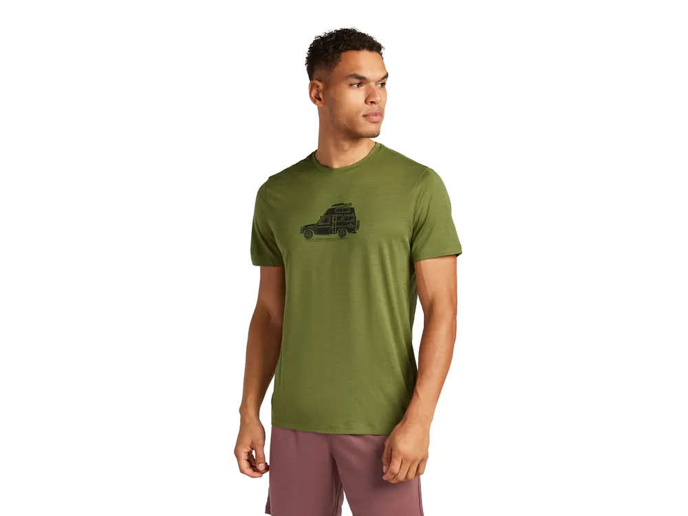 Icebreaker Mens Merino 150 Tech Lite SS Tee Cosy Camper, Sphagnum Dokud Zásoby Vydrží