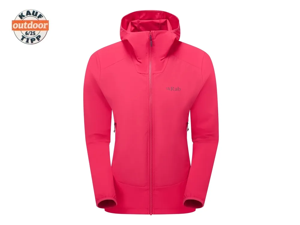Akční Nabídka Rab Women‘s Borealis Hooded Jacket, watermelon - dámská softshellová bunda