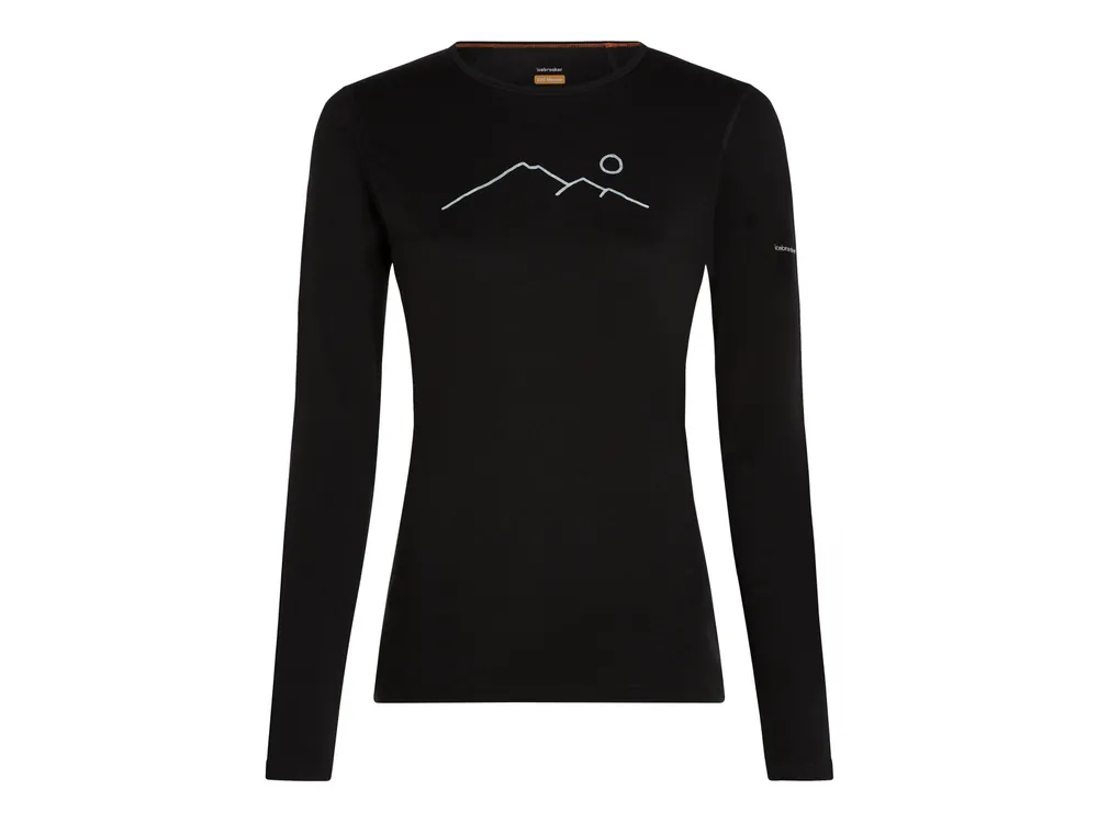 Akční Cena Icebreaker Wmns Merino 200 Oasis LS Crewe Rainer Ridge, Black